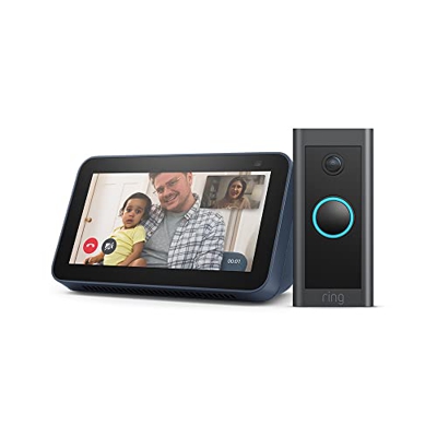 Echo Show 5 (2.ª generación, modelo de 2021) + Ring Video Doorbell Wired de Amazon, compatible con Alexa, Azul
