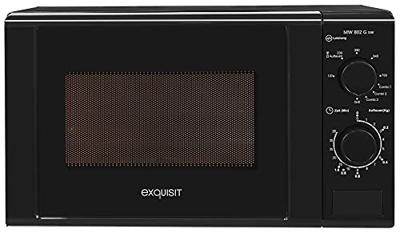 Exquisit Microondas MW 802 G Negro, 20 litros, 700 W, 5 niveles de Potencia, Grill 1000 W