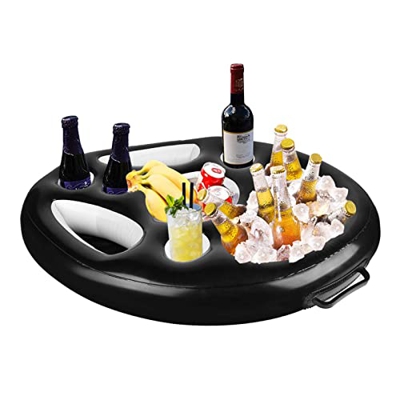 SMLJFO Soporte flotante inflable para bebidas para piscinas, bandeja de bañera de hidromasaje, mesa flotante versátil para bebidas ensaladas, aperitiv
