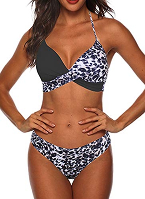 Yutdeng Conjuntos de Bikinis para Mujer Push Up Bikini Traje de baño de Tanga de Cintura Baja Coincidencia de Colores BañAdores Ropa de Dos Piezas par