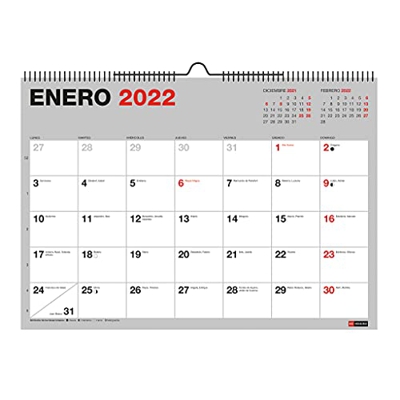 Miquelrius - Calendario de pared 2022 Basic - tamaño 210 x 150 mm - con espacio para anotar - Gris