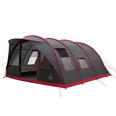 Justcamp Atlanta 7 tienda familiar, tienda tunel para 7 personas, altura en pie, suelo cosido - gris