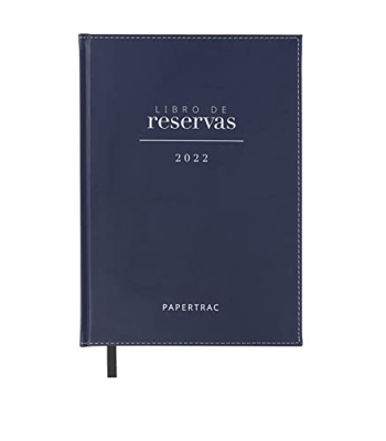 Libro de reservas 2022 - Blue - Dos páginas por día - 752 páginas - Tapa Dura en polipiel - Cinta de registro - PaperTrac