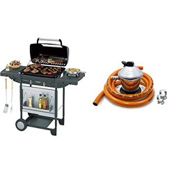 Campingaz Texas Re.Volution S - Barbacoa A Gas Para Piedra Lava, Con 2 Quemadores De Gas Compactos, Quemador Lateral + S&M 321771 Regulador De Gas But características
