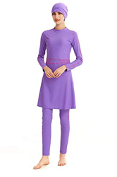 Traje de baño musulmán Modesto Traje de baño islámico Hijab Cobertura Completa Traje de baño Traje de baño Ropa de Playa Bikini (Purple, XX-Large) precio