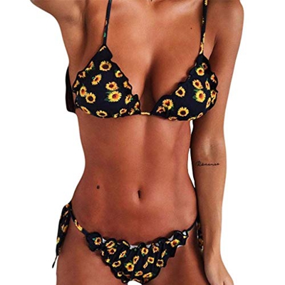 CheChury Traje de Baño Mujer Biquini 2022 Bohemio Push Up Dos Piezas Conjunto de Bikini Brasileño Sexy Triángulo Bañadores Ropa de Playa para Verano