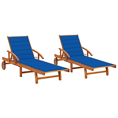 vidaXL 2X Madera Maciza de Acacia Tumbonas con Cojines Hamaca Cama Salón Diván Asiento Piscina Playa Jardín Patio Terraza Balcón Exterior Muebles