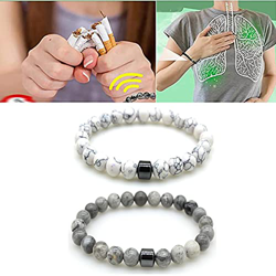 JHYQ Smoking Cessation Bracelet,Anti Smoke Magnetic Therapy Bracelet,8mm Natural Stone Beads Bracelets Bangle Gift,Anti Anxiety Bracelet. (2PCS+A) precio