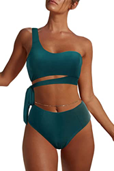 Rayson Trajes de Baño Mujer de 2 Piezas Bikini Push Up Bañador Talle Alto Control de Barriga Bandeau Push Up Solo Hombro Bikinis Brasileños Mujer precio