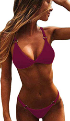 CheChury Sexy Tanga Bikini Mujer Traje de Baño de Dos Piezas Brasileño Bañadores Color Sólido Bikini Push-Up Sujetador Acolchado Playa Ropa de Baño pa características