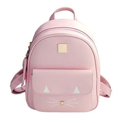 VARMHUS Mochila de ocio Cute Cat Mini School Bag, para Mujeres o Niñas (Rosado, 31 * 25 * 13 CM)
