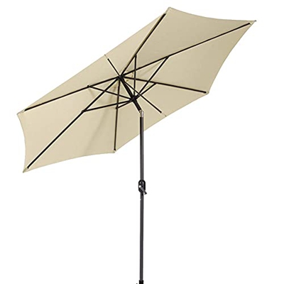 GREATOOL Sombrilla Parasol de Aluminio 300CM, Sombrilla de Jardín y Terraza (300X300 CM, Blanco)
