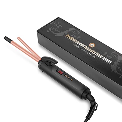 Wirhaut Rizador Pelo Pequeño 9 mm, Pantalla LCD 120 -200°C Calentamiento Rápido Ajustable, Revestimiento Ceramico Pinzas Rizadoras Profesional Portáti