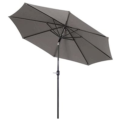 Outsunny Sombrilla de Jardín Ø300x250 cm con Manivela Parasol Exterior con Mecanismo de Inclinación y Poste Desmontable de Metal para Terraza Piscina 