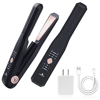 Plancha de Pelo Inalámbrico,Plancha para Alisar y Rizar 2 en 1,Hair Straightener Profesional con Tecnología de Iones Negativos,Ajuste de Temperatura d