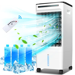 Aire Acondicionado Móvil, Enfriador de Aire Grande de 5L, 3 Modos, Temporizador de 1-7 H, 65W Climatizador Evaporativo Portátil/Humidificador/Ventilad precio