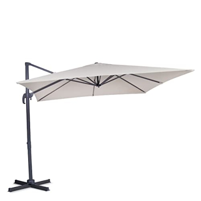 VONROC Sombrilla Pisogne 300x300cm - Sombrilla en voladizo - Giratoria 360°C - Ángulo de inclinación Ajustable - Resistente a los Rayos UV - Beige - I