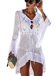 Mujer Trajes De BañO Suelto Borla Cubrir Tapa De Vestido De Bikini De Cover Up Playa (A - Blanco) características