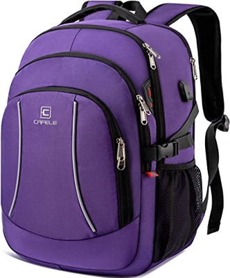 Cafele Mochila de viaje para computadora portátil de 17.3 pulgadas, mochila súper universitaria, bolsillo antirrobo RFID de negocios, mochila para niñ