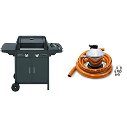 Campingaz 2 Series Classic Exs Vario Barbacoa De Gas Con 2 Quemador, 7.5Kw De Potencia, Parrilla Y Plancha De Hierro Fundido + S&M 321771 Regulador De características