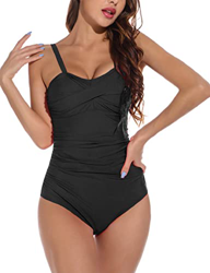 heekpek Traje de Baño Una Pieza para Mujer Bañadores Mujer Reductores Cuello en V Pliegues Bañador Bikini Retro características