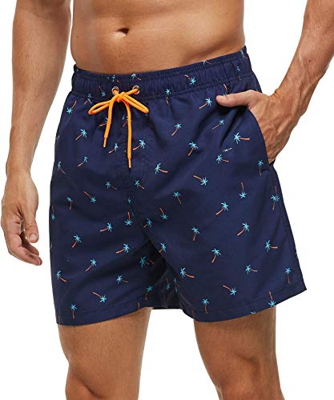 Arcweg Bañadores Hombres de Natación Pantalones Cortos de Playa Hombres Secado Rápido Forro Malla Ligero Estampado Florales Deportes Acuáticos Arboles