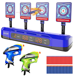 Diana Electrónico Digital para Nerf Pistolas, Objetivo de Tiro con 2 Armas Juguetes,40 Dardos Espuma, Rebote Automático & Puntuación & Sonido, Juego D características