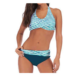 WYBD 2021 - Bikini de dos piezas para mujer con estampado de rayas 06-azul claro S precio