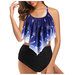 Nuevo 2022 Mujer Bikini Conjunto de Bikinis dos piezas impresión Ropa de Playa Sexy Push up Volante Cintura alta Bikini Tankinis Beachwear elegante Ba precio
