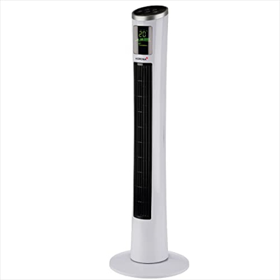 Korona 81502 Ventilador de torre | 1 metro de altura | 12 h temporizador | función de oscilación | pantalla LED | 3 niveles de velocidad | mando a dis