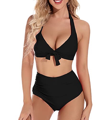 UMIPUBO, Conjuntos de Bikinis para Mujer, Trajes de baño divididos de Cintura Alta, Traje de baño Halter, Ropa de Playa de Dos Piezas, Adecuado para V