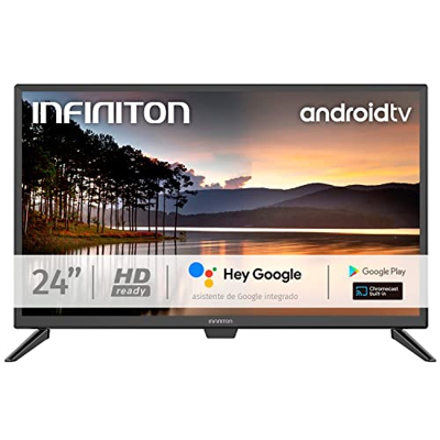 INFINITON INTV-24AF490– Televisor Smart TV 24" HD – Android 9.0 – Google Assistant – HBBTV – 3X HDMI – 2X USB - DVB-T2/C/S2 - Modo Hotel – Clase F