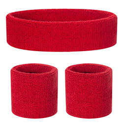 ONUPGO Juego de muñequeras para niños – Banda deportiva de algodón para deportes (1 diadema + 2 pulseras) (rojo) en oferta