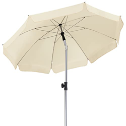 LIFERUN Sombrilla de 200cm, Parasol Plegable, Redondo, Protección Solar UV 50+, 200 g/m², Sombrilla para Patio, Jardín, Playa, Balcón y Terraza, Crema características