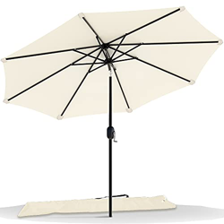 VOUNOT 270 cm Sombrilla Playa Grande, Parasol Terraza Inclinable con Manivela, Protección UV para Patio, Jardín, Piscina, Exterior, Beige precio