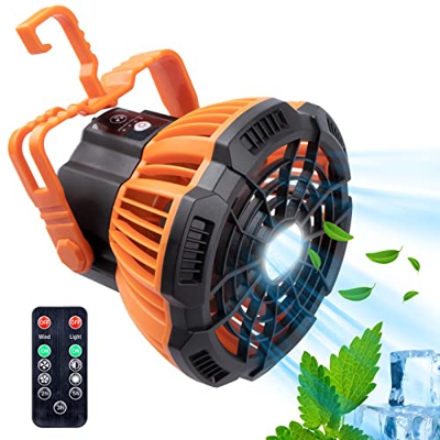 Qoosea Ventilador de Camping con linterna LED Ventilador de Camping Recargable para Tienda de Campaña Ventilador de Techo Portátil con Gancho para col