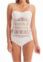 Mujer Monokini Hueco Tejer Ropa De Playa Cabestro Bikini Traje De Baño Una Pieza Blanco 44 precio