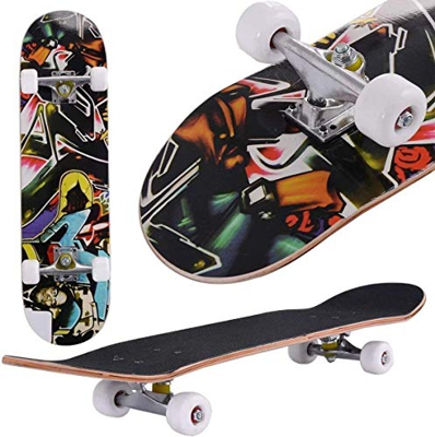 Oppikle Monopatín completo con rodamientos ABEC-9 y 9 capas de madera de arce 95A de dureza para principiantes y profesionales, soporta hasta 100 kg, 