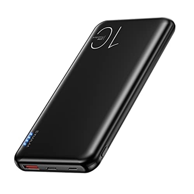 Power Bank 10000mAh, PD20W QC3.0 Carga Rápida, con Dos entradas y Salidas Compatible con iPhone 12/11, Samsung Galaxy, Google, Huawei(Negro)