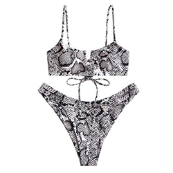 Zaful Bikini sexy en forma de V con tirante fino y diseño de rayas Patrón de serpiente. M características