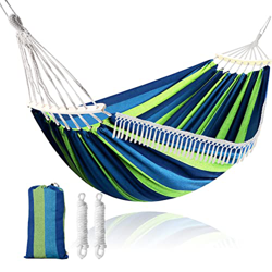 DASIAUTOEM Hamaca de Algodón para Jardín, 280x150CM Ultraligera Hamaca Colgante, Hamaca de Algodón al Aire Libre Cama Portátil de Lona 300KG Carga, pa en oferta