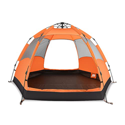 SpecStandard emergente para 4-6 Alta e instantánea, campaña Familiar Easy Up, Tienda automática para Acampar a Prueba de Agua, 4 Personas, Naranja, 10 características