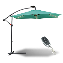 Sonnewelt Sombrillas terraza 300 CM de diámetro con LED solar, parasol jardin protección UV y impermeable, Parasol excentrico jardin con soporte, Somb precio