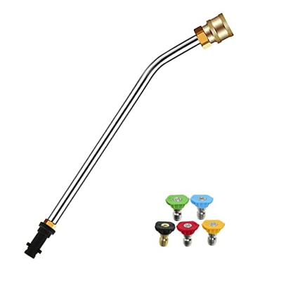 Barra de extensión de lavado a presión, limpiador de canalones de lanza angular con 5 boquillas de pulverización Kit de limpieza de repuesto para Karc