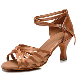 VASHCAME-Zapatos de Baile Latino de Tacón Alto/Medio para Mujer Beige 37 (Tacón-7cm) en oferta