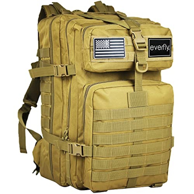 EVERFLY Mochila Tactica Militar 45L - Crossfit Supervivencia Caza Pesca Senderismo Gimnasio Montañismo Airsoft - Oxford 800D - Hombre Mujer - Macuto M