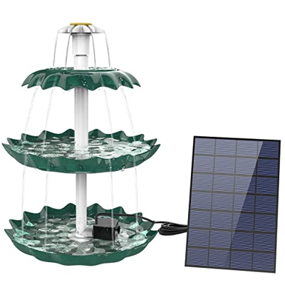 AISITIN Baño para Pájaros de 3 Niveles con 2.5W Fuente Solar, Fuente Solar de Bricolaje Desmontable y Adecuada para Baño de Pájaros, Decoración de jar