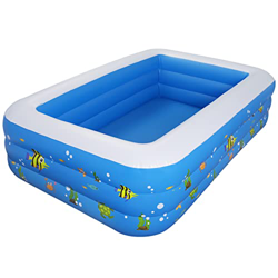GOLDGE Piscina hinchable cuadrada, inflable, piscina rectangular para jardín, exterior, fiesta en el agua de verano, juego fácil para azul (210 x 135  precio