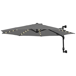 Susany Sombrilla de Pared con Leds y Poste de Metal Parasol de Pared Parasol Balcón Sombrilla de Pared para Terraza Playa 300 cm Gris Antracita en oferta