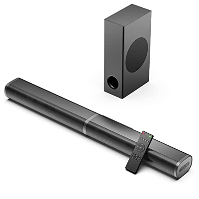 Barra de Sonido para TV 190 W con Subwoofer, Barra de Sonido 2.1 Bluetooth 5.0, 6 Modos de Ecualización, Altavoces Envolventes 3D y Tecnología DSP, HD